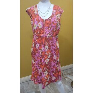 Eddie Bauer Floral Cap Sleeve Dress Size 12 Boho Cottage